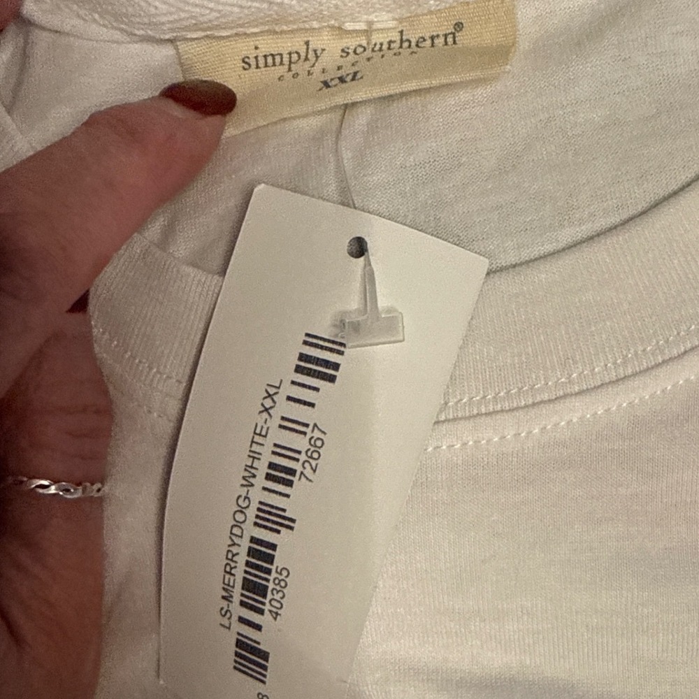 Simply Southern Long Sleeve Merry Dog Christmas TShirt White XXL NWTs Gift Ready - Picture 3 of 4